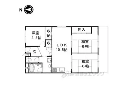 南京終マンションA棟(3LDK/2階)の間取り写真