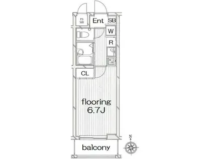 メゾン幸(1K/2階)の間取り写真