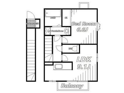 エシュール蘇我(1LDK/2階)の間取り写真