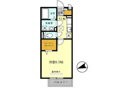 グランシャリオ(1K/2階)の間取り写真