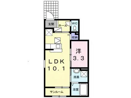 パークセレノ(1LDK/1階)の間取り写真