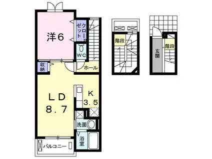 リヴィエールプレ(1LDK/3階)の間取り写真