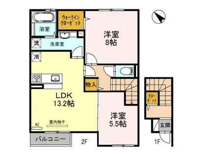 ロック・ベイレーク(2LDK/2階)の間取り写真