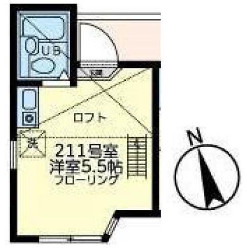 ユナイト南太田ケリースレーター(ワンルーム/2階)の間取り写真