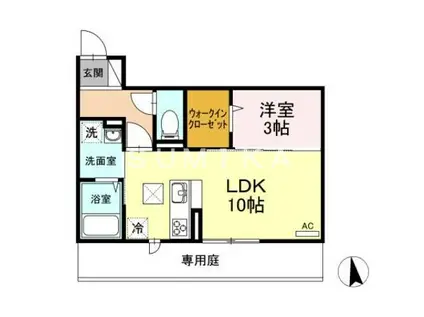 マリージョア(1LDK/3階)の間取り写真