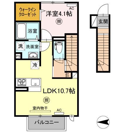 ソラティオ(1LDK/2階)の間取り写真