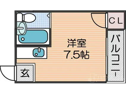 ウィン玉出西(ワンルーム/1階)の間取り写真