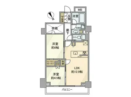 シティハウス四谷坂町(2LDK/1階)の間取り写真