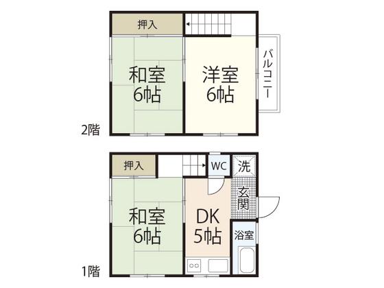 國杭アパート左前(3DK/2階)の間取り写真