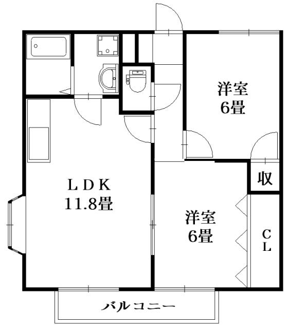 エスポワール野田(2LDK/2階)の間取り写真