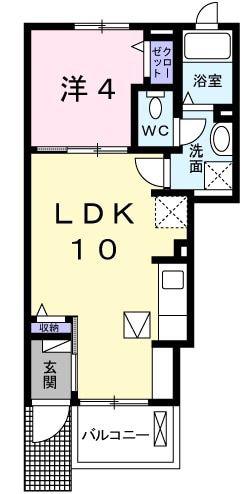 エクセル伊伝居(1LDK/1階)の間取り写真