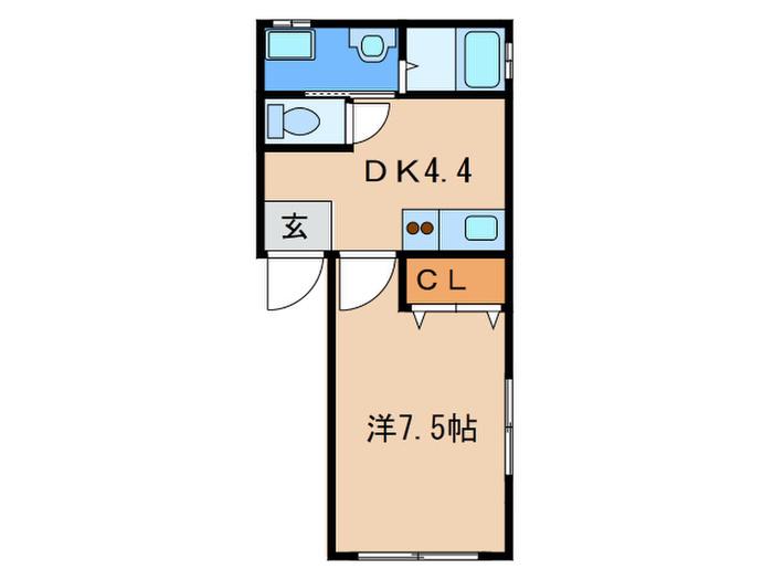 ハイツ高浜B棟(1DK/2階)の間取り写真