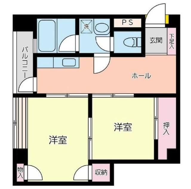 西八平沼ビル(2K/3階)の間取り写真