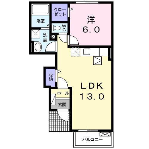 チェイスドリームB(1LDK/1階)の間取り写真