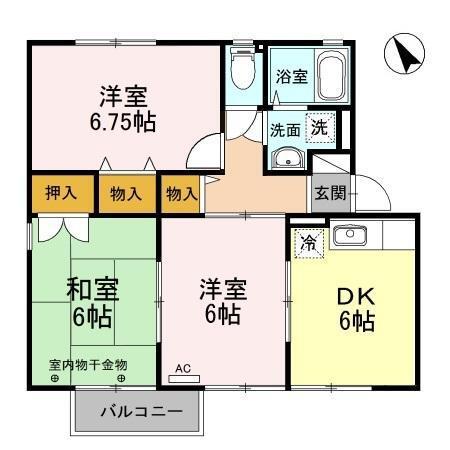 アスティオン A(3DK/2階)の間取り写真