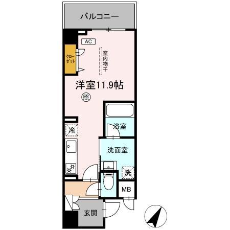 KYOKUYOUモダンベース天神(ワンルーム/4階)の間取り写真