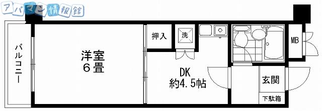 ダイアパレス万代(1DK/10階)の間取り写真