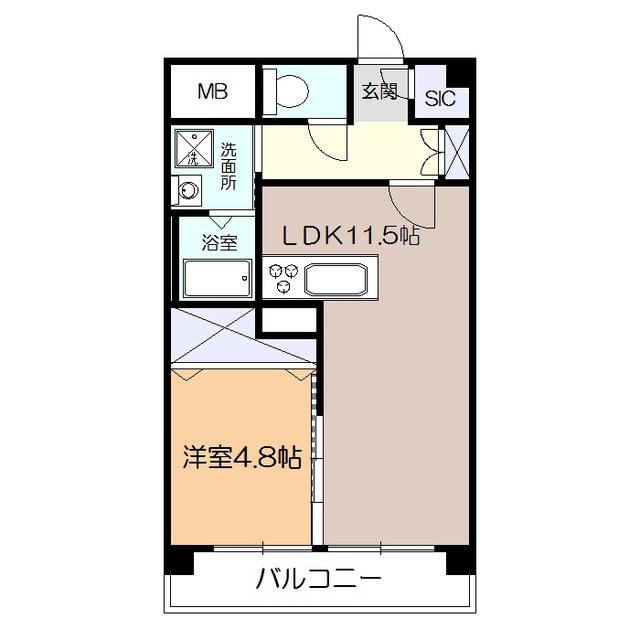 スカイシャトー(1LDK/1階)の間取り写真