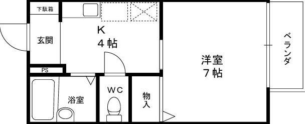 STEP夙川(1K/2階)の間取り写真