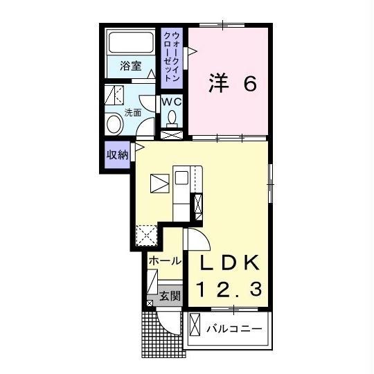 タートルヒルズ6TH(1LDK/1階)の間取り写真