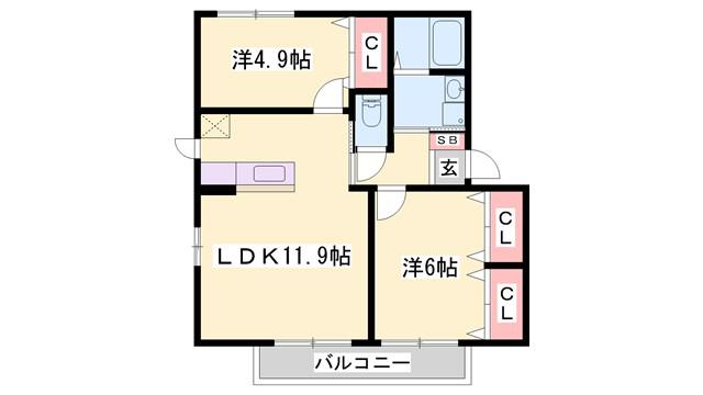シャーメゾン ミモザ(2LDK/2階)の間取り写真
