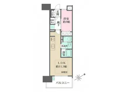 ザ・広島フロント(1LDK/8階)の間取り写真