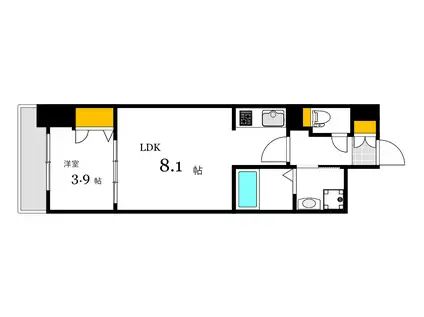 メイクス京橋川(1LDK/7階)の間取り写真