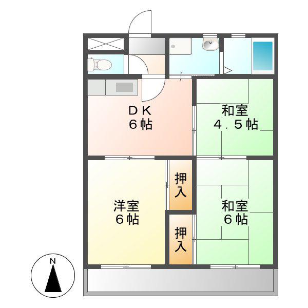 FRハイツ A棟(3DK/2階)の間取り写真