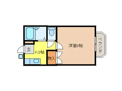 カルチェラタンE棟(1K/1階)の間取り写真