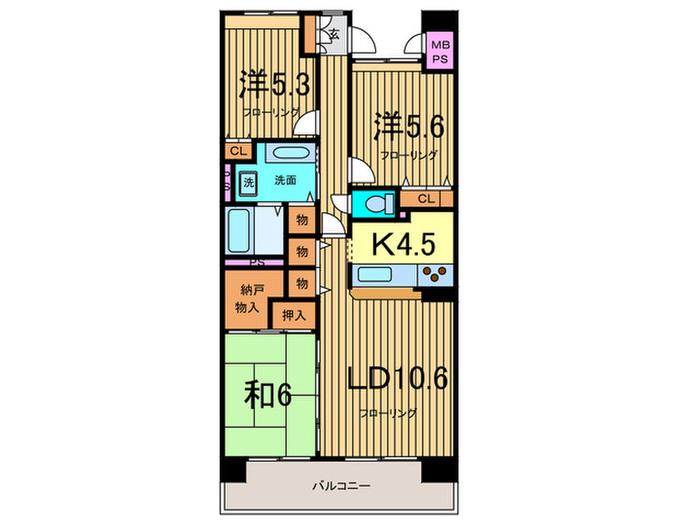 アソシエール溝の口(3LDK/13階)の間取り写真
