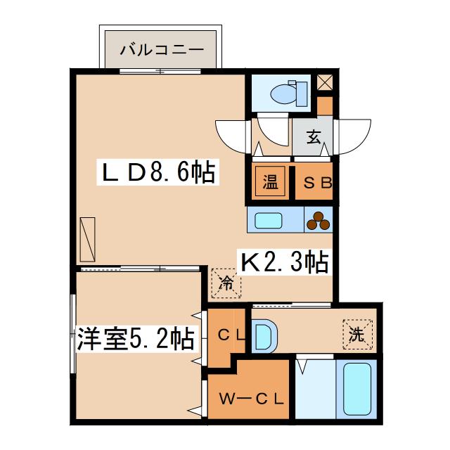 カルテット(1LDK/1階)の間取り写真