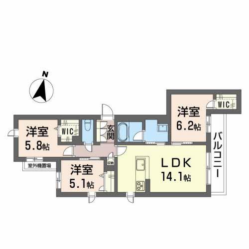 SHAMAISON 堺三国ヶ丘(3LDK/3階)の間取り写真
