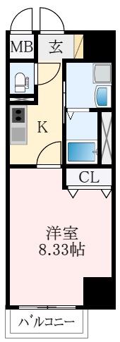 FREEDOM RESIDENCE 藤井寺岡(1K/8階)の間取り写真