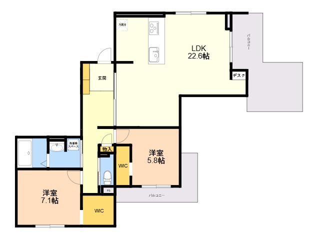 プランドゥブレ西新(2LDK/3階)の間取り写真