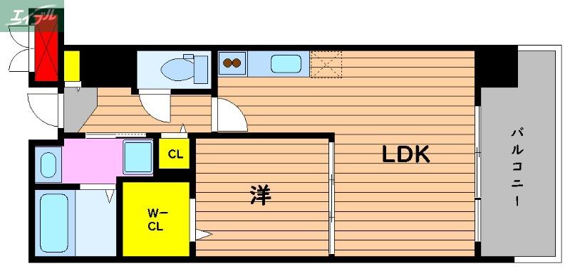 ハアラン国体町(1LDK/7階)の間取り写真