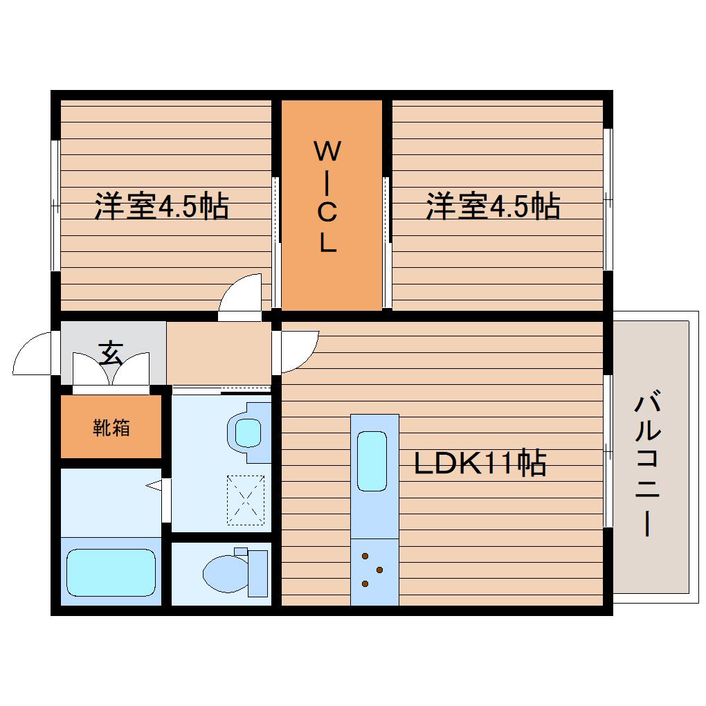 フレグランス高玉(2LDK/1階)の間取り写真