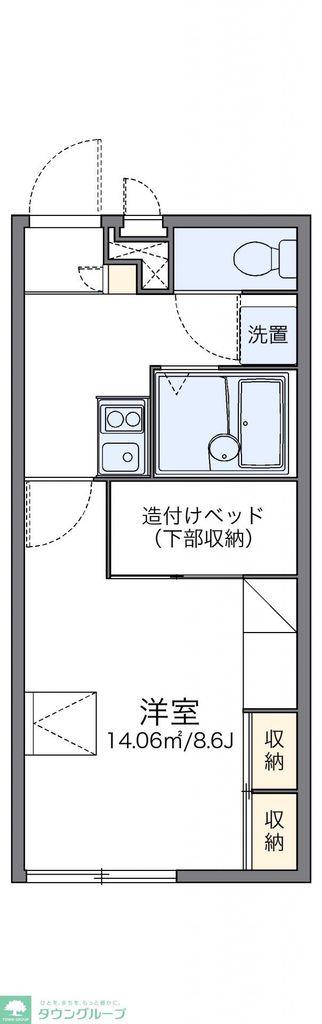 レオパレス第6ひかりハイツ(1K/1階)の間取り写真