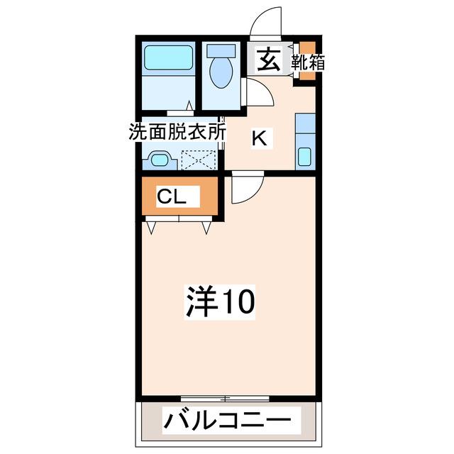 ライズ平成さくら通(1K/2階)の間取り写真