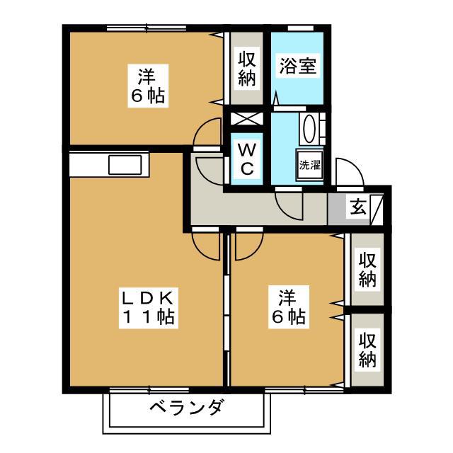 メゾン・トモトール A(2LDK/1階)の間取り写真