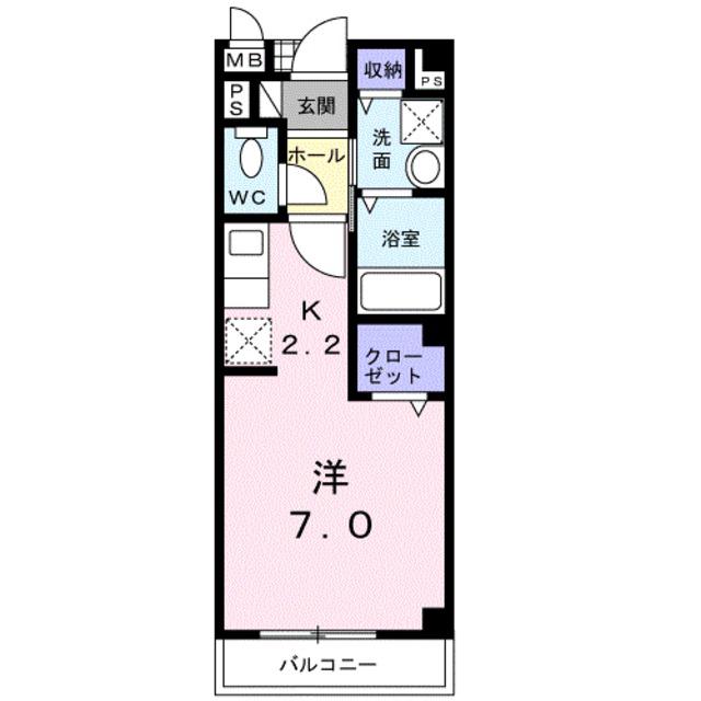 ボナール津久野(ワンルーム/1階)の間取り写真