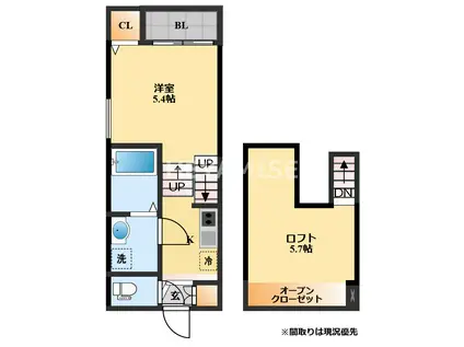 MODERN PALAZZO 宇都 AI SECOND(1SK/1階)の間取り写真