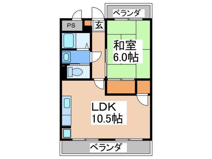 マンションアイランド(1LDK/1階)の間取り写真