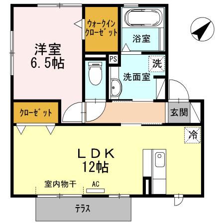 グランドハイツ(1LDK/1階)の間取り写真