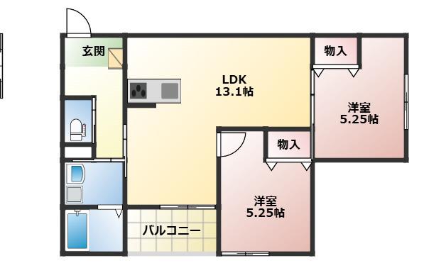 プライム神戸垂水(2LDK/1階)の間取り写真