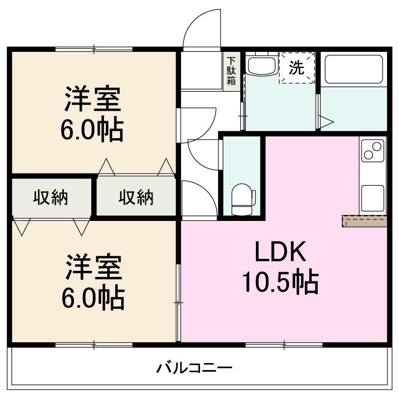 ラショナルスクエア(2LDK/1階)の間取り写真