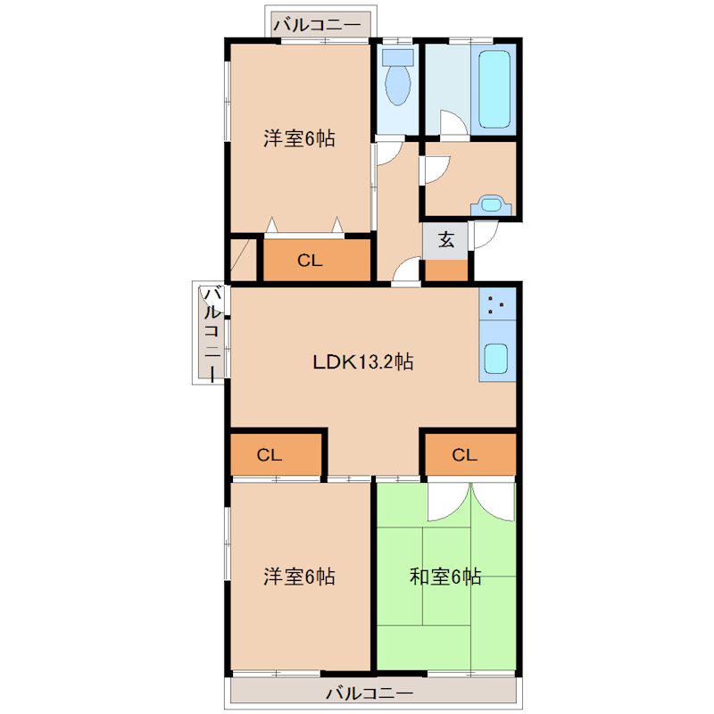 ミレニアム21(3LDK/4階)の間取り写真