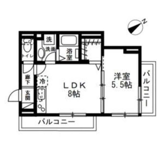 IRIS(1LDK/2階)の間取り写真