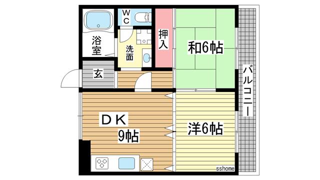 ラビスタ長峰(2DK/2階)の間取り写真