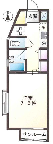 フィルビレッヂ(1K/2階)の間取り写真