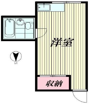 山王ハウス(ワンルーム/2階)の間取り写真